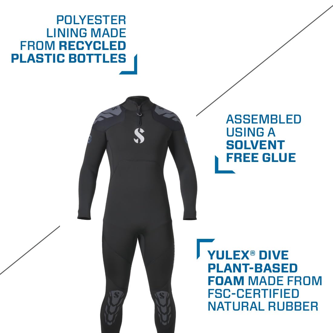SCUBAPRO Everflex Yulex Men's 3/2mm Scuba Diving Wetsuit with Diamond Span Fleece Lining & Back Zip - Eco-Friendly Plant-Based Foam for Warmth & Comfort - Perfect for Spearfishing, Snorkeling & Cold Water Diving