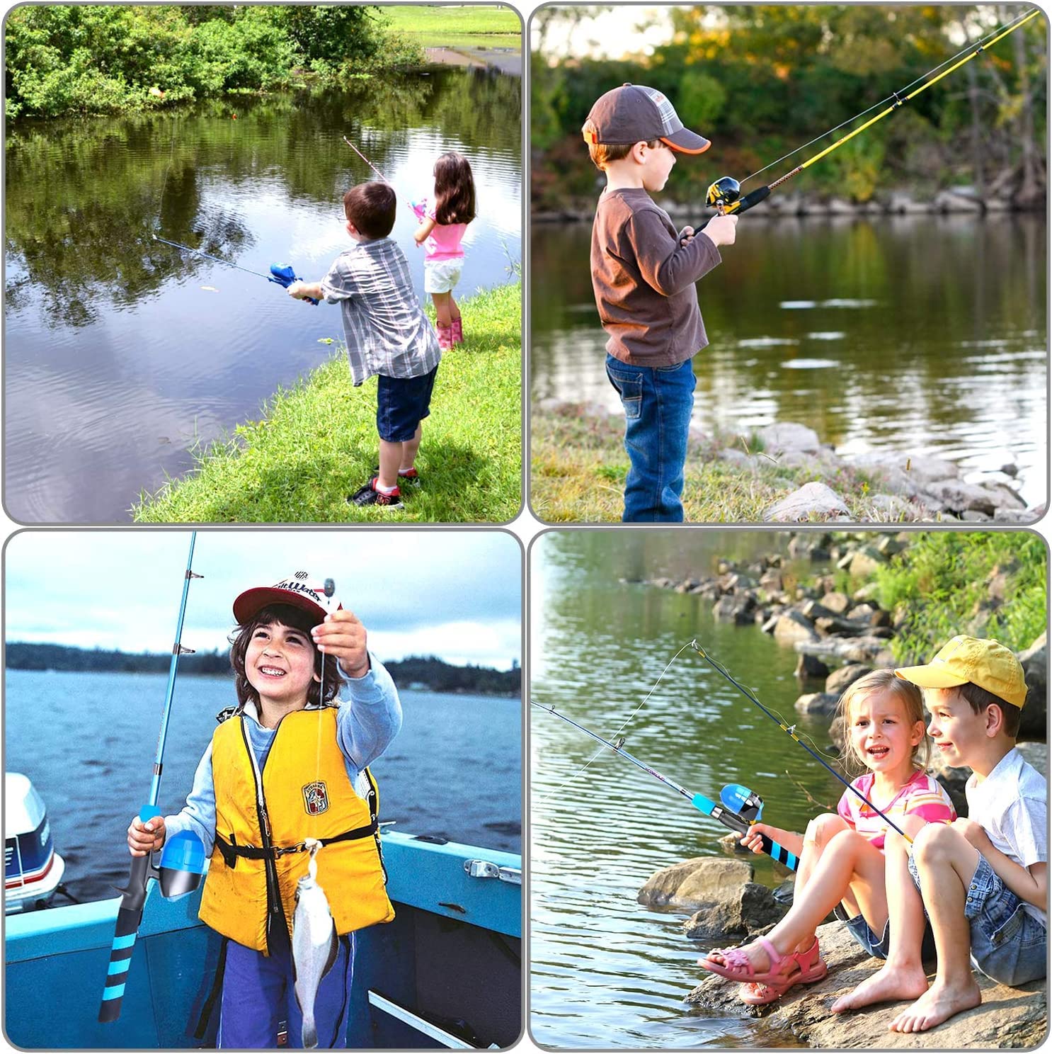 PLUSINNO Kids Fishing Pole - Telescopic Fishing Rod and Reel Combo Kit with Tackle Box | Portable Fishing Gear for Boys, Girls & Youth | Perfect for Outdoor Adventures, Camping & Family Fishing Trips