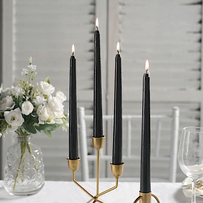 12-Pack Premium 10-Inch Taper Candles for Dining Table, Wedding Decor, and Romantic Ambiance - Long-Lasting Dripless Wax Candles for Home & Events
