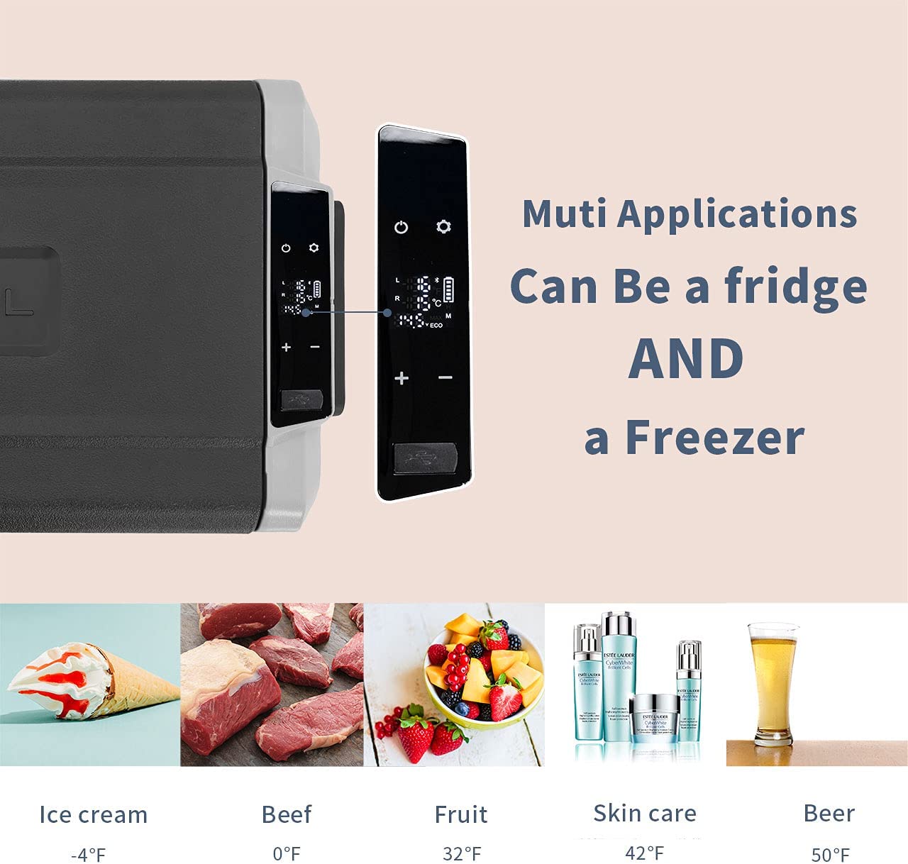 Alpicool T60 12V/24V Portable Car Refrigerator - 20 Quart Dual Zone Freezer & Fridge for Camping, Road Trips & Outdoor Adventures
