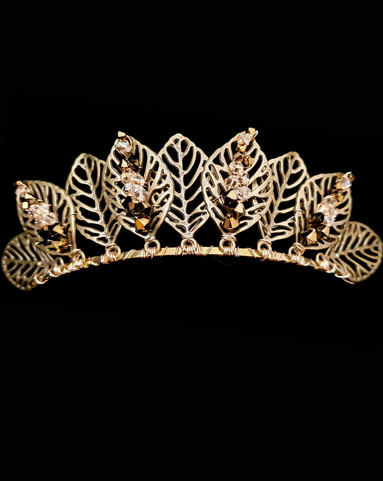 Antique Bronze Boho Leaf Wedding Crown - McKenzie by Kezani | Perfect for Bohemian Brides, Vintage Weddings & Festival Accessories