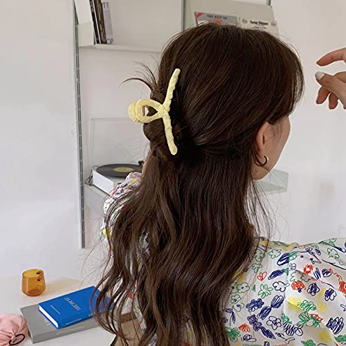 Lnrueg Hair Claw Clips 6PCS Set - Large Decorative Non-Slip Hair Barrettes for Women, Elegant Fabric Design for Casual & Formal Styles | Perfect for Work, Parties, and Everyday Use