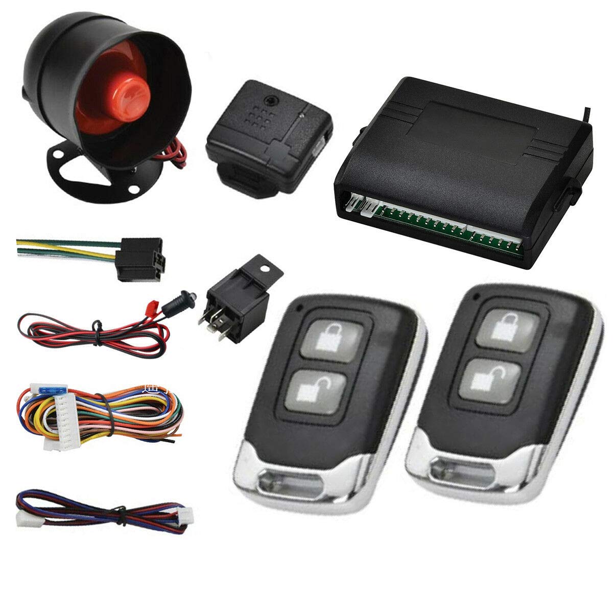 Universal MASO Car Central Lock Kit with Shock Sensor, Control Box & 2 Replacement Remotes - Auto Door Lock System for Vehicle Security (Ideal for Car Theft Prevention & Remote Access Convenience)