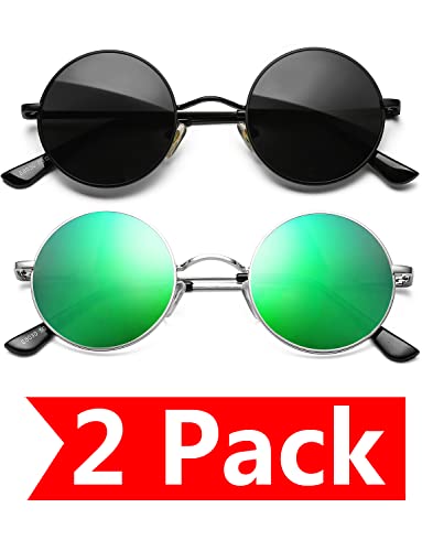2 Pack (Black/Grey + Silver/Green Mirrored)