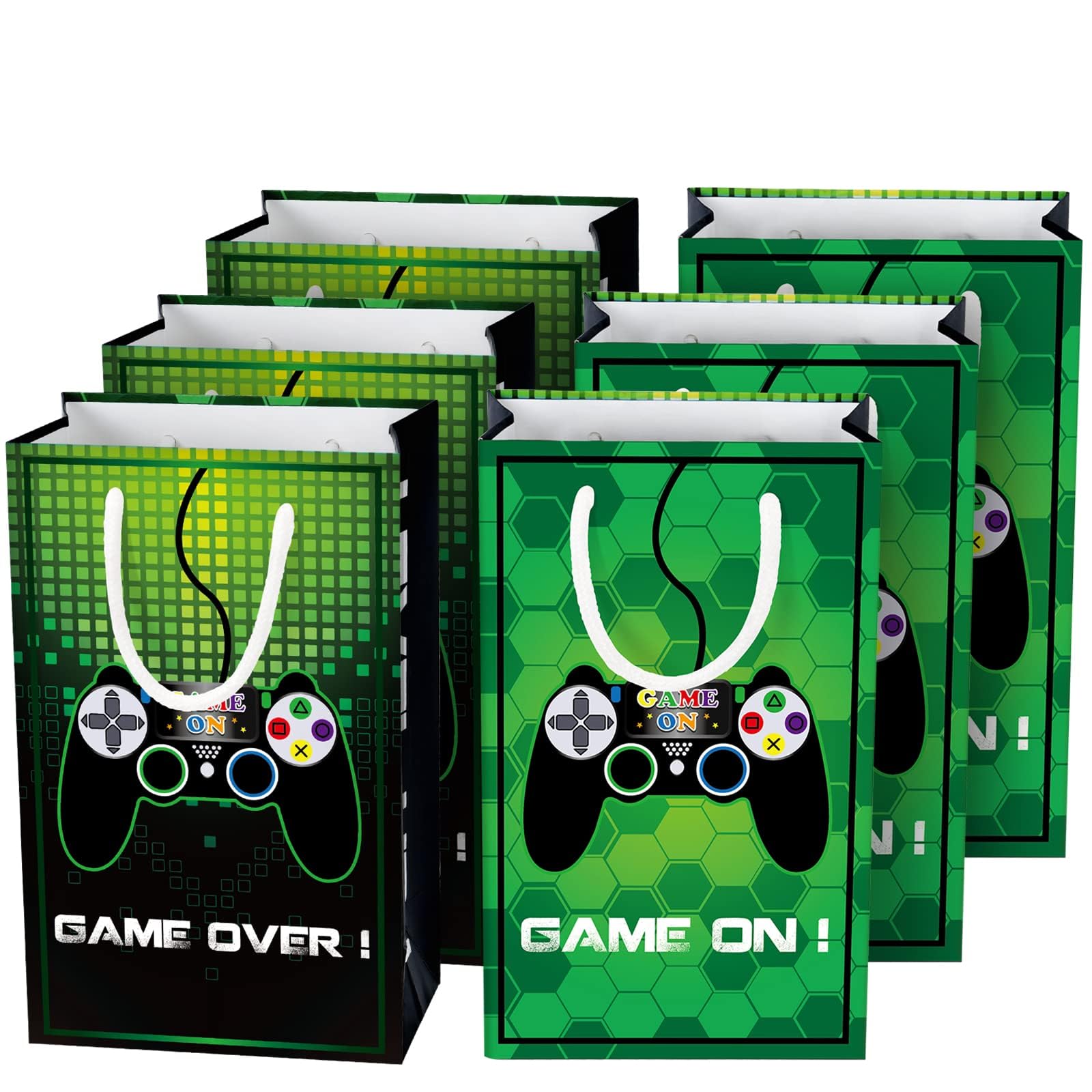 WERNNSAI 16 Pack Video Game Party Favor Bags - Gaming Birthday Party Supplies for Kids, Boys, Gamers - Candy Treat Bags with Handles - Perfect for Game Themed Parties, Birthday Goodie Bags & Gamer Gift Bags
