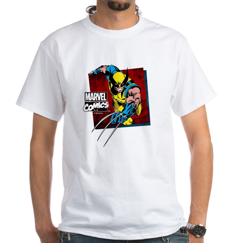 Wolverine Square White Cotton T-Shirt for Men & Women | Soft Breathable Tee for Casual Wear, Gifts & Superhero Fans | CafePress