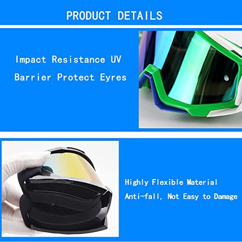 Anti-Fog Windproof Motorcycle Goggles - UV Protection Motocross & Ski Goggles for All-Terrain Riding, Bike Racing & Snow Sports | Durable Helmet-Compatible Eyewear for Cross-Country & Off-Road Adventures