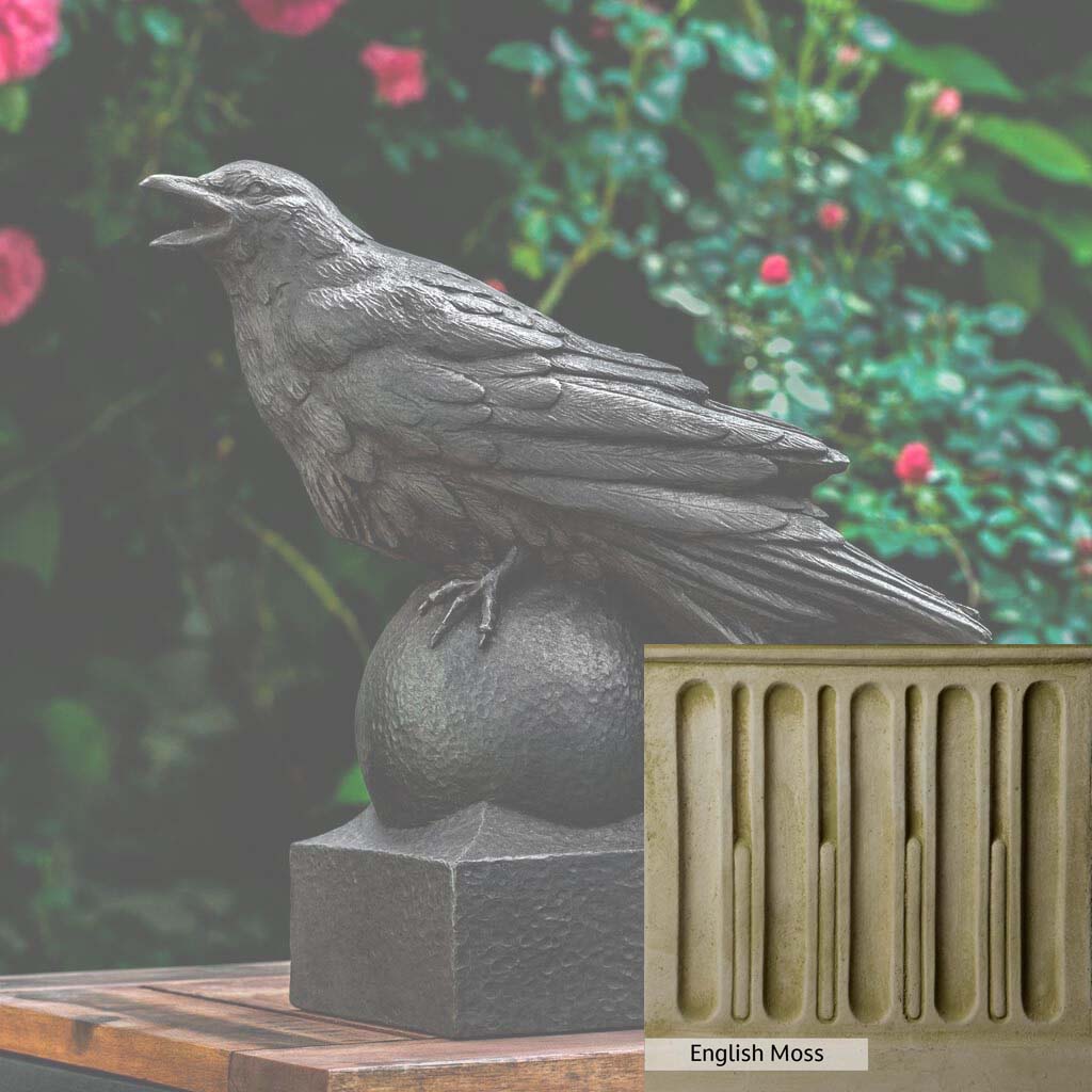 Campania International Corvus Statue - Handcrafted Garden Decor, Roman-Inspired Outdoor Statue for Patio, Yard & Landscape Design