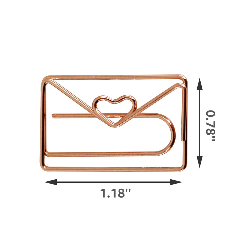 Envelope Shaped Small Paper Clips - 20pcs Cute Office & School Supplies for Bookmarking, Wedding Invitations, Valentine Decorations - Perfect for Planners, Notebooks & Party Decor