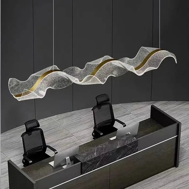 Modern Ocean Wave Pendant Chandelier - Stylish Ceiling Light Fixture for Kitchen Island, Dining Room, or Living Room Decor - Water-Inspired Design for Coastal & Nautical Theme Home Lighting