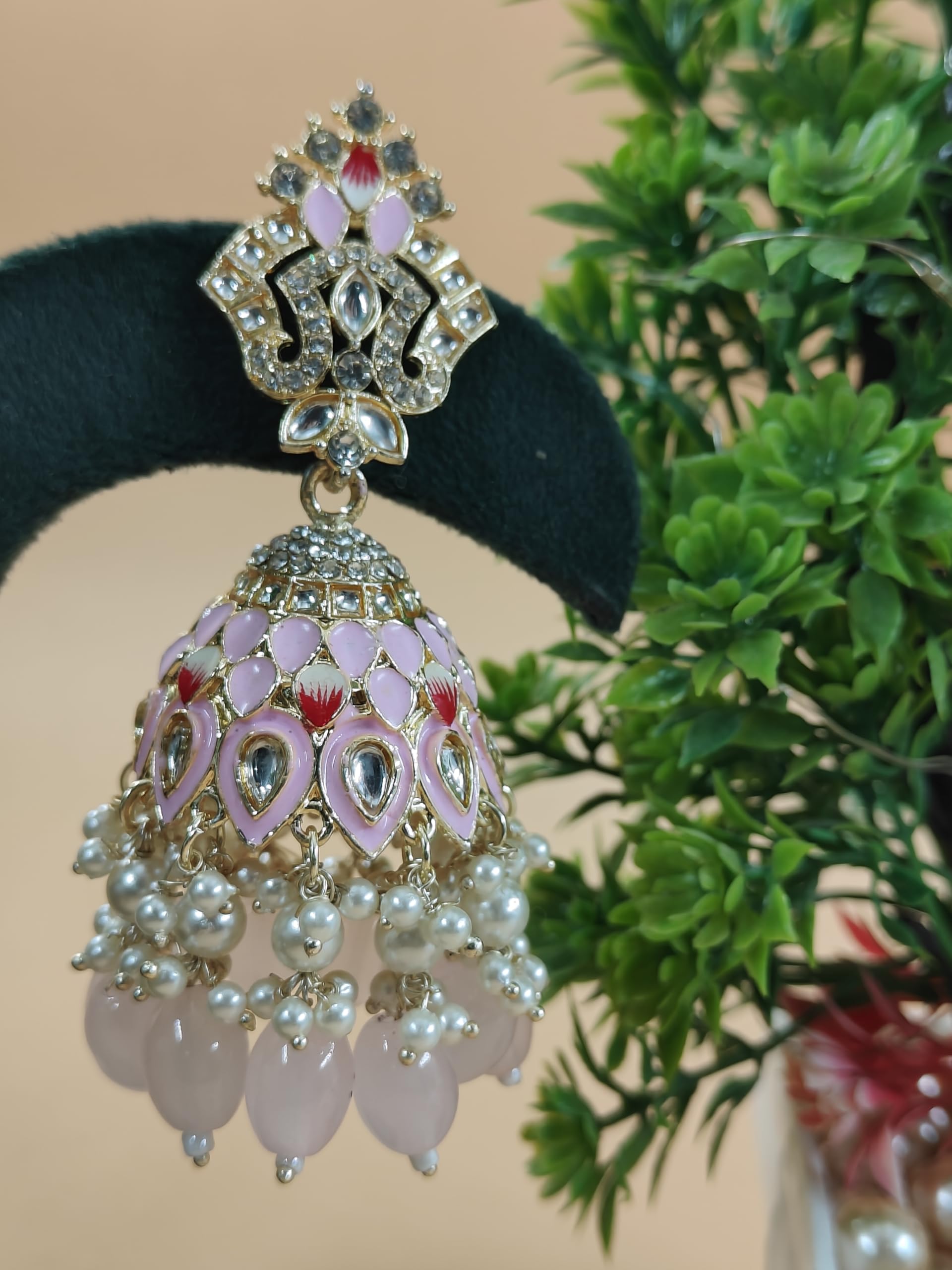 Traditional Jhumka Earrings for Women - Purple & White Beaded Ethnic Indian Jewelry (ER-797) | Perfect for Weddings, Festivals & Cultural Events