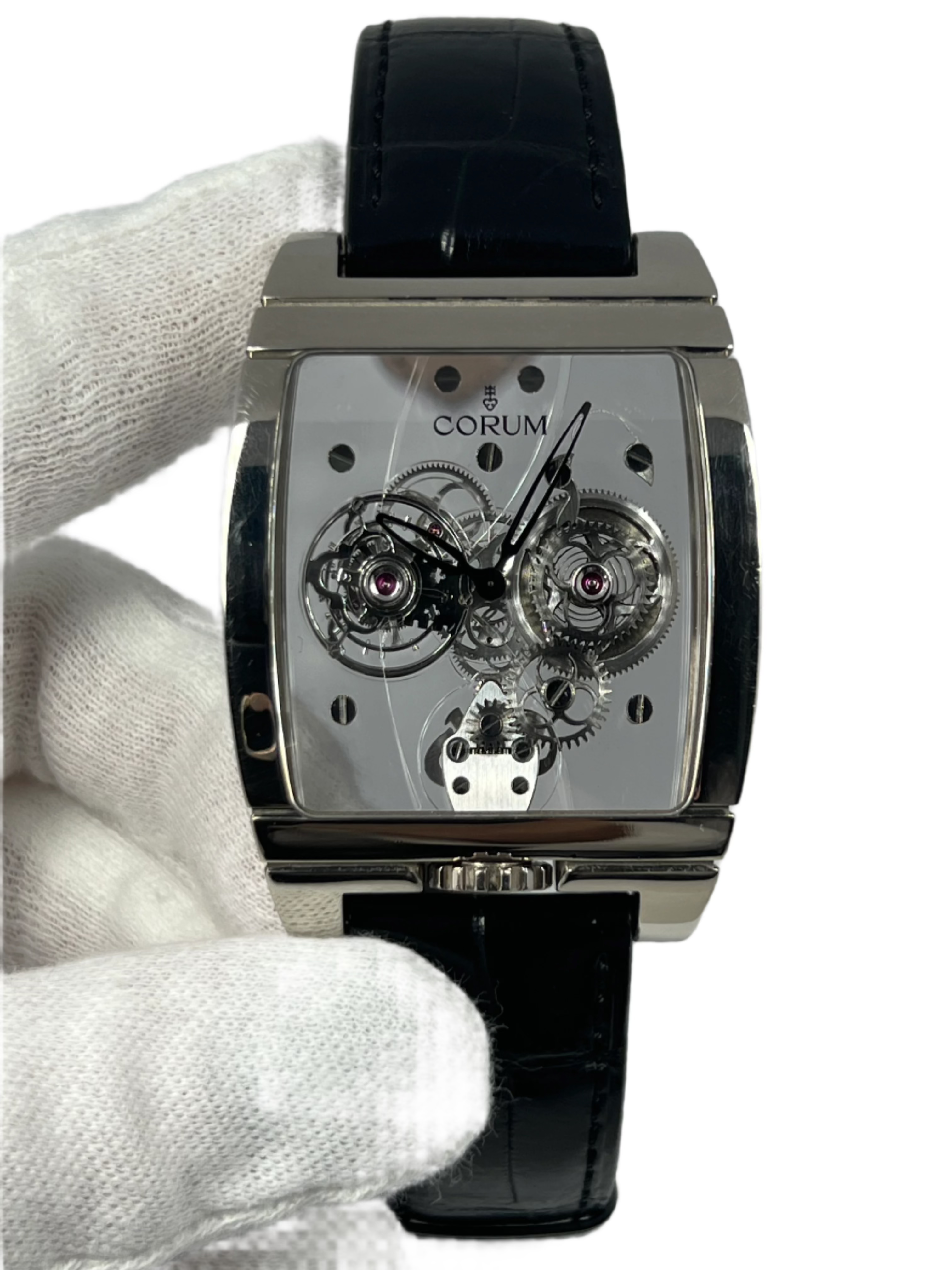 Corum Panoramique Tourbillon 18K White Gold Men's Luxury Watch - Perfect for Formal Events, Business Meetings & Collector's Showcase