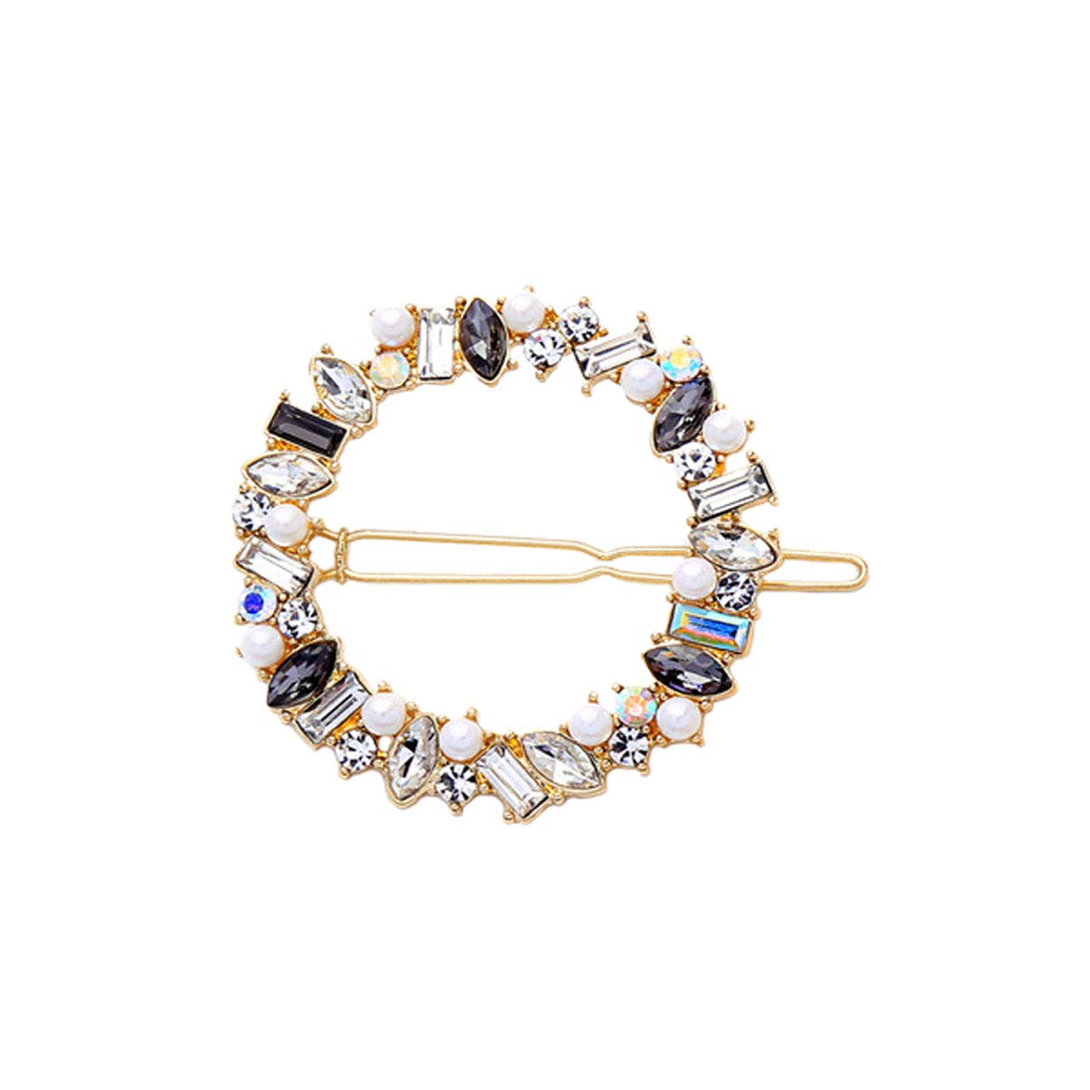 Numblartd Fashion Geometric Rhinestone Crystal Hair Clips - Elegant Imitation Pearl Hairpins & Barrettes for Women, Wedding & Party Hair Accessories (White) - Perfect for Bridal, Prom, and Formal Occasions