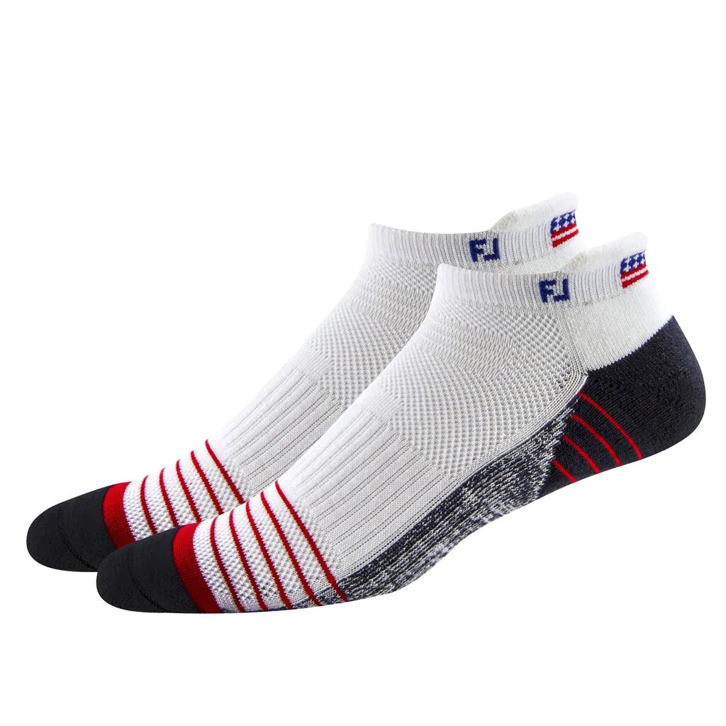 FootJoy TechSof Tour Flag Roll Tab Men's Golf Socks - Moisture-Wicking Performance Socks for Walking & Swinging Comfort on the Golf Course