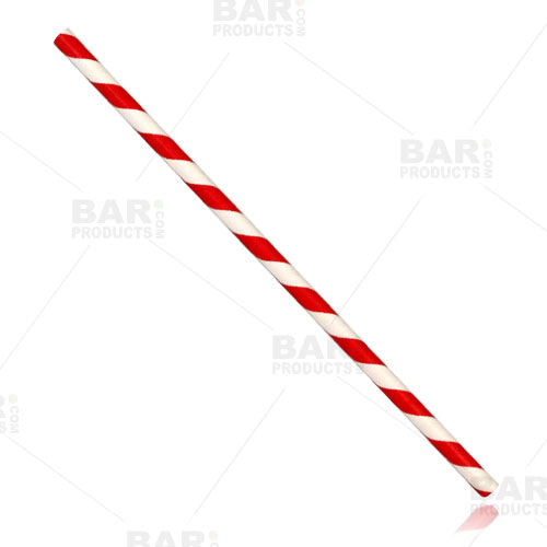 BarConic® Eco Friendly Biodegradable Paper Straws - 100 Pack, Red Stripe Design for Parties, Restaurants & Home Use - Sustainable & Disposable Drinking Straws
