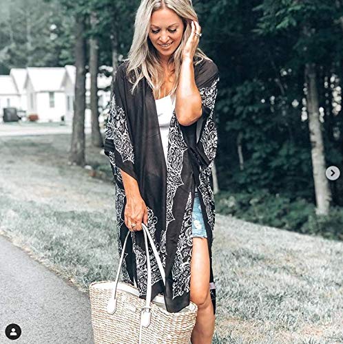 2PCS Floral Print Women's Beach Cover Up Kimono Cardigan - Lightweight Summer Swimwear Wrap for Pool, Beach, and Vacation Outfits