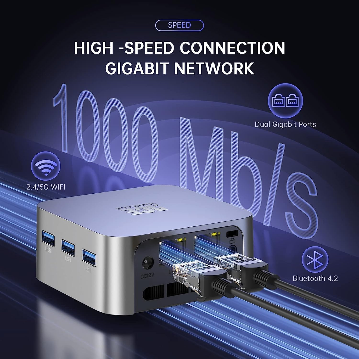 ACEMAGICIAN Mini PC Computer 12GB LPDDR5 256GB SSD, Intel 12th Gen N100 Processor up to 3.4GHz, 4K UHD Triple HDMI, Dual Gigabit Ethernet, WiFi 6/BT4.2 - Compact Desktop for Home Office, Gaming & Digital Signage