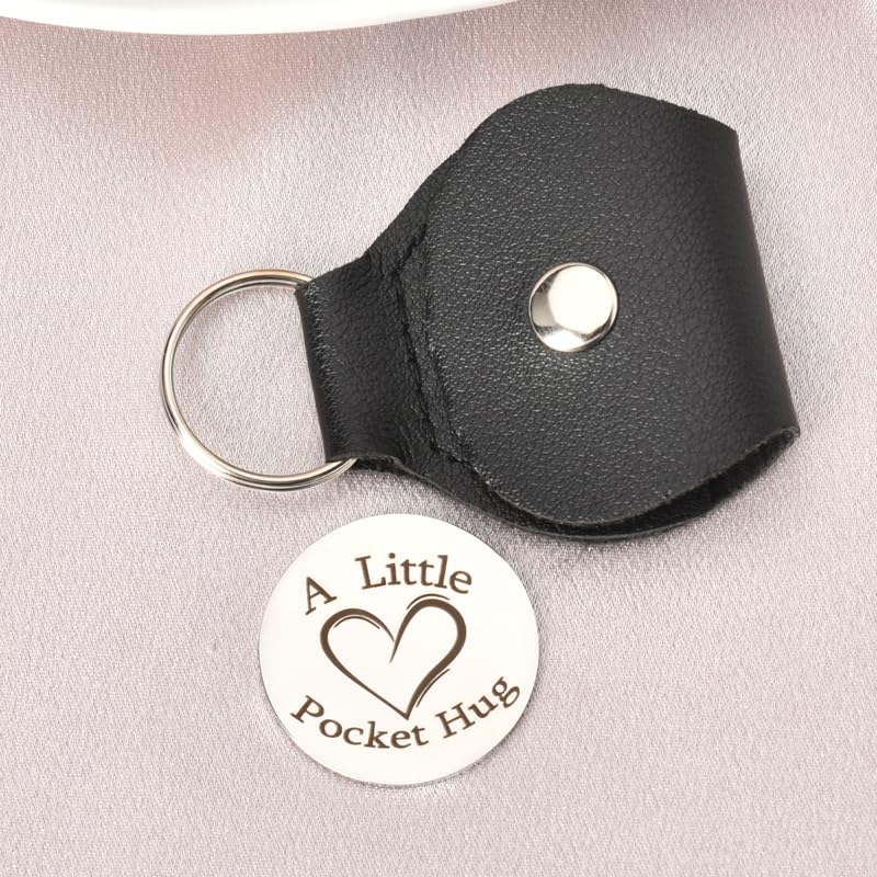 Long Distance Relationship Gifts for Her - Sisadodo Pocket Hug Token Keepsake with Leather Keychain - Thoughtful Birthday & Christmas Presents for Women - Perfect for Couples, LDR Partners, and Romantic Occasions