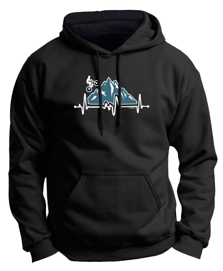 Premium MTB Cycling Hoodie Sweatshirt - Heartbeat Design Bike Gifts for Cyclists - Comfortable & Durable for Mountain Biking & Outdoor Adventures