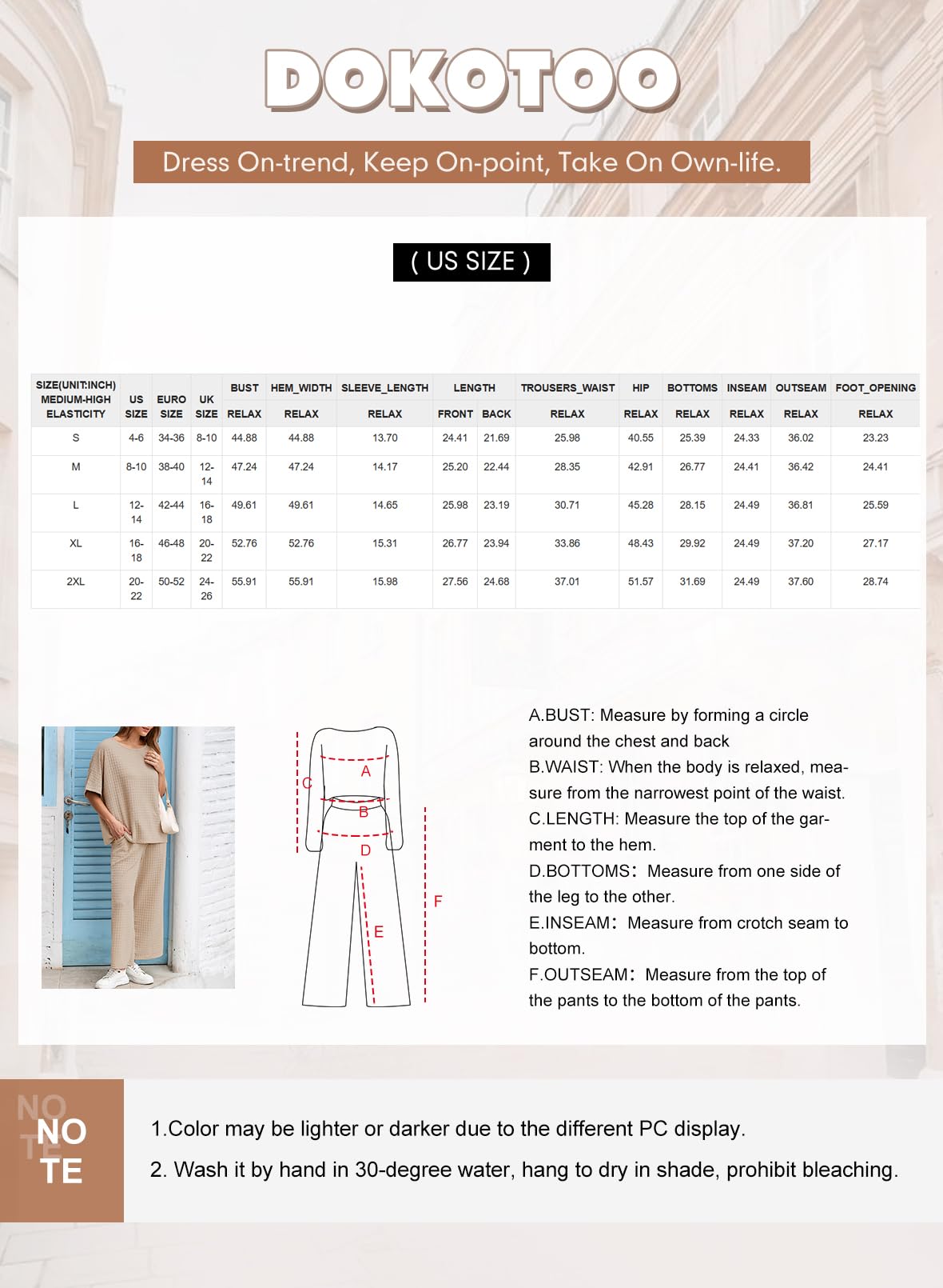 Dokotoo Women's Summer 2 Piece Outfit - Short Sleeve Crewneck Pullover Top & Drawstring Wide Leg Lounge Pants Set | Casual Comfort Wear for Home, Travel & Vacation