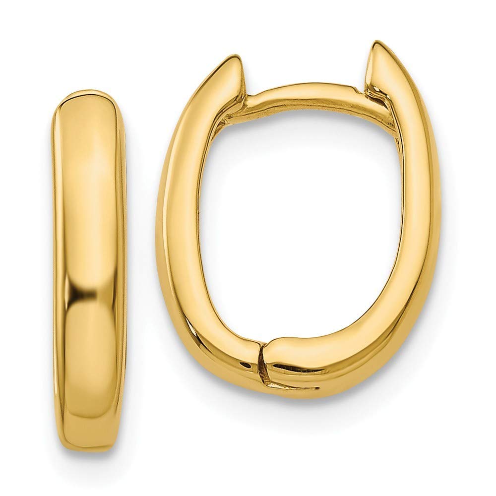 14K Yellow Gold Oval Hinged Hoop Earrings for Women - 3mm Width Dainty Everyday Jewelry, Perfect for Work, Date Night & Special Occasions