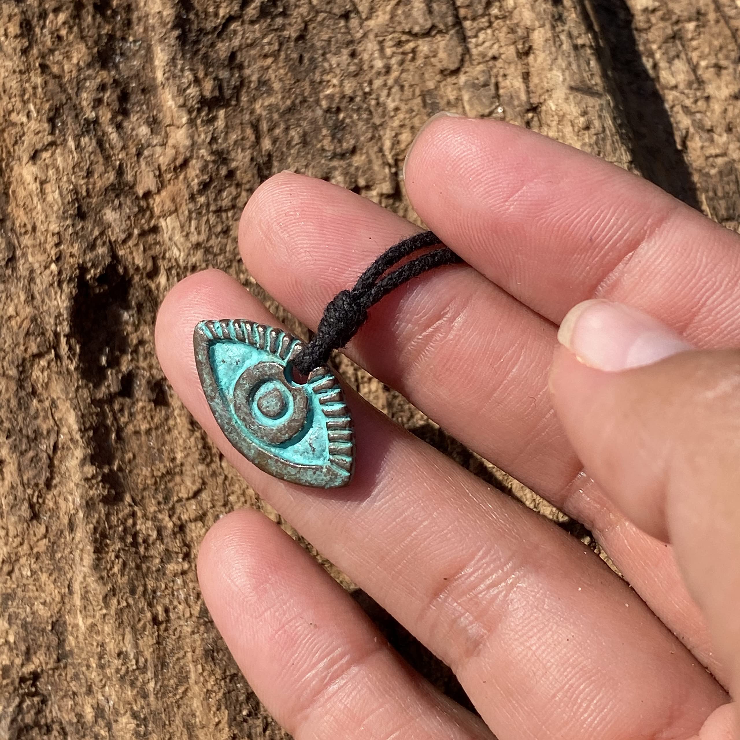 Evil Eye Necklace for Women & Men - Green Patina Protection Pendant, Handmade Turkish Amulet Jewelry (Ojo Turco) | Birthday Gift for Son, Best Friend Present, Good Luck Charm | Perfect for Spiritual Protection, Fashion Accessory & Meaningful Gifts