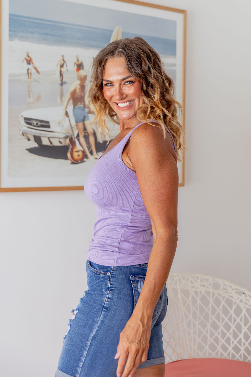 Lavender Billi Tank Top - Women's Floral Print Casual Blouse for Summer | Perfect for Beach Outings, Picnics, and Everyday Wear