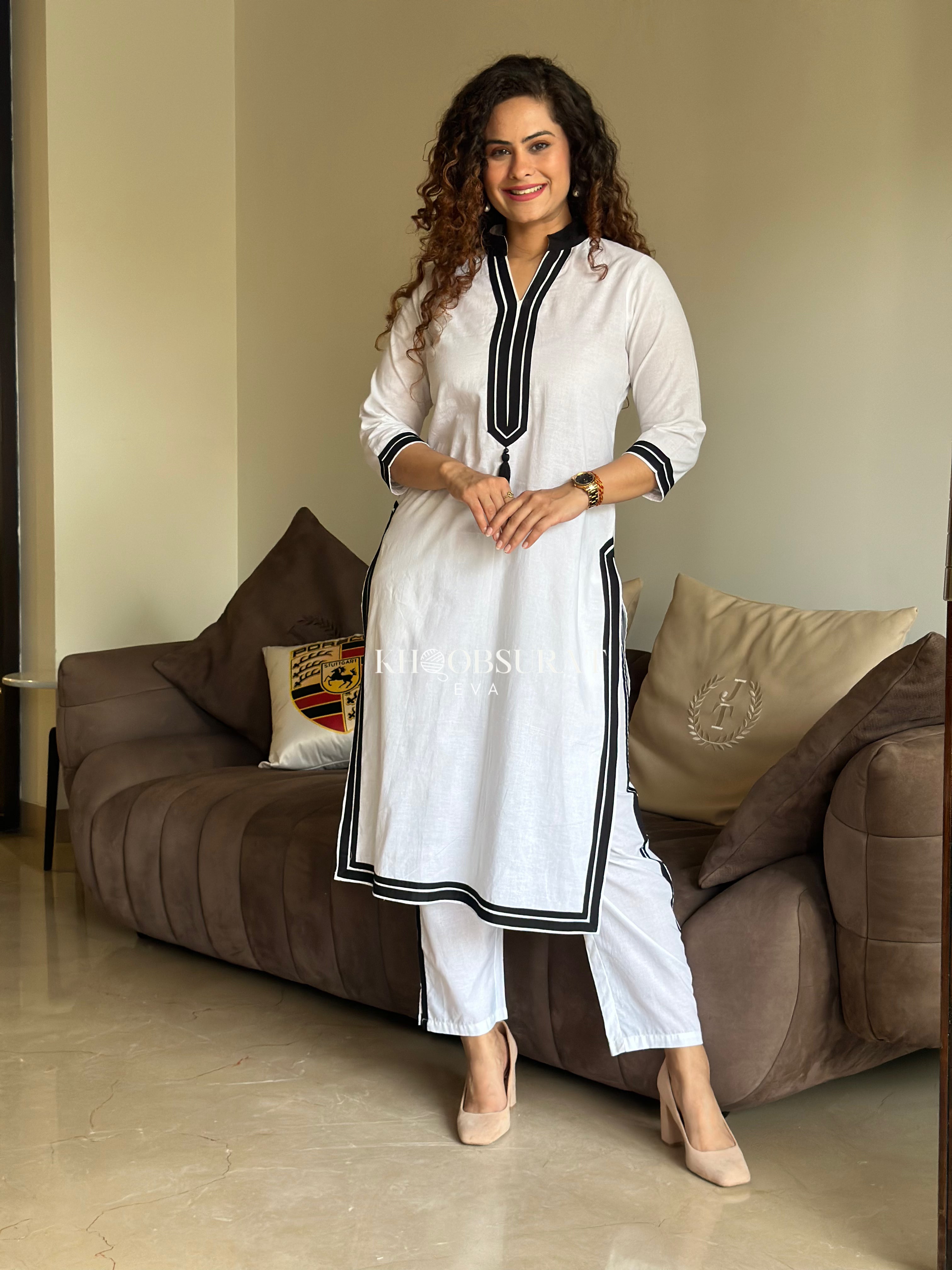 Elegant Noor White Kurta Set for Women - Traditional Pakistani/Indian Ethnic Wear - Perfect for Festivals, Weddings & Special Occasions
