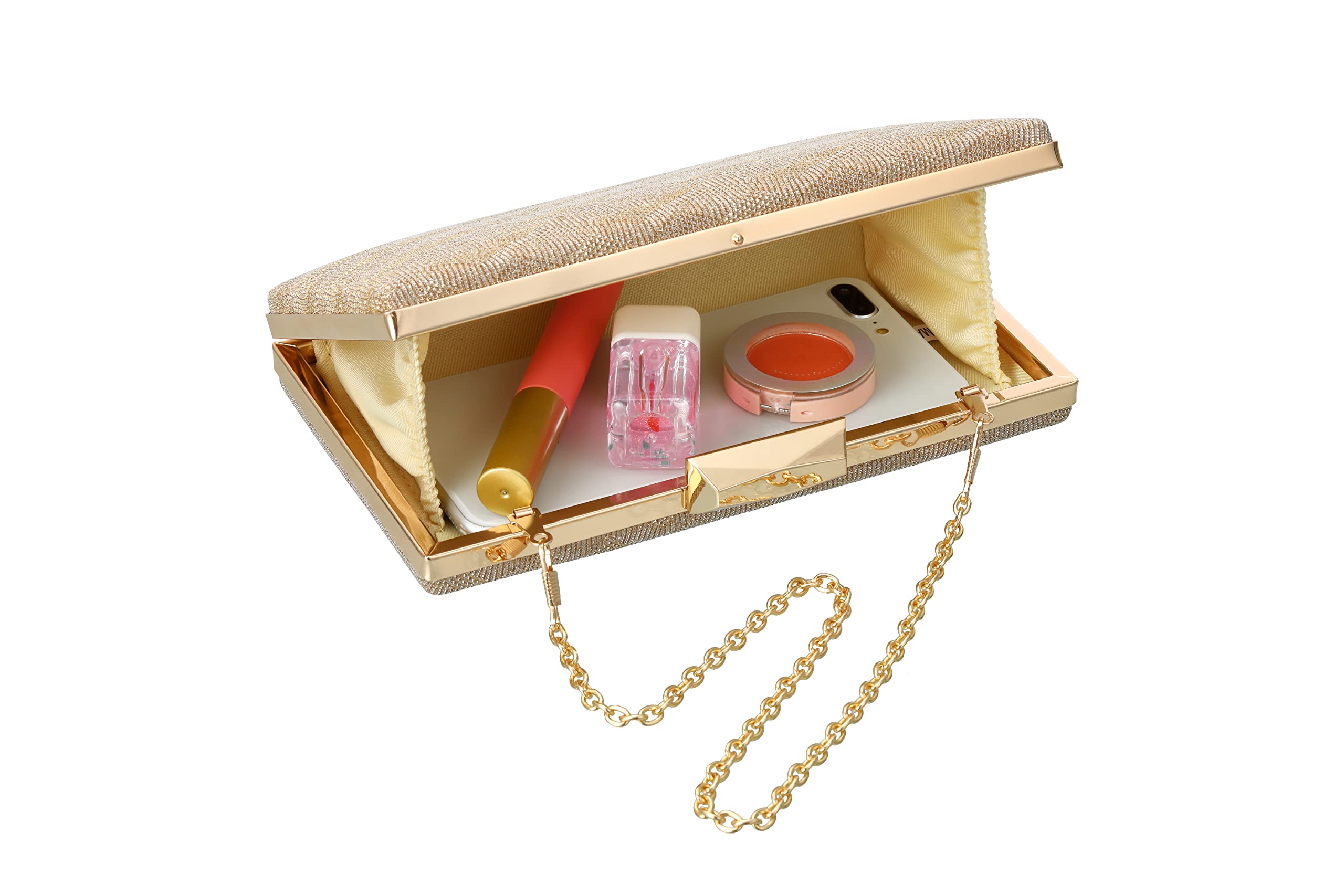 Elegant Gold Clutch Purse for Women - Luxury Evening Bag for Wedding, Party, Bridal & Prom - Stylish Shoulder Handbag - Perfect for Formal Events & Special Occasions