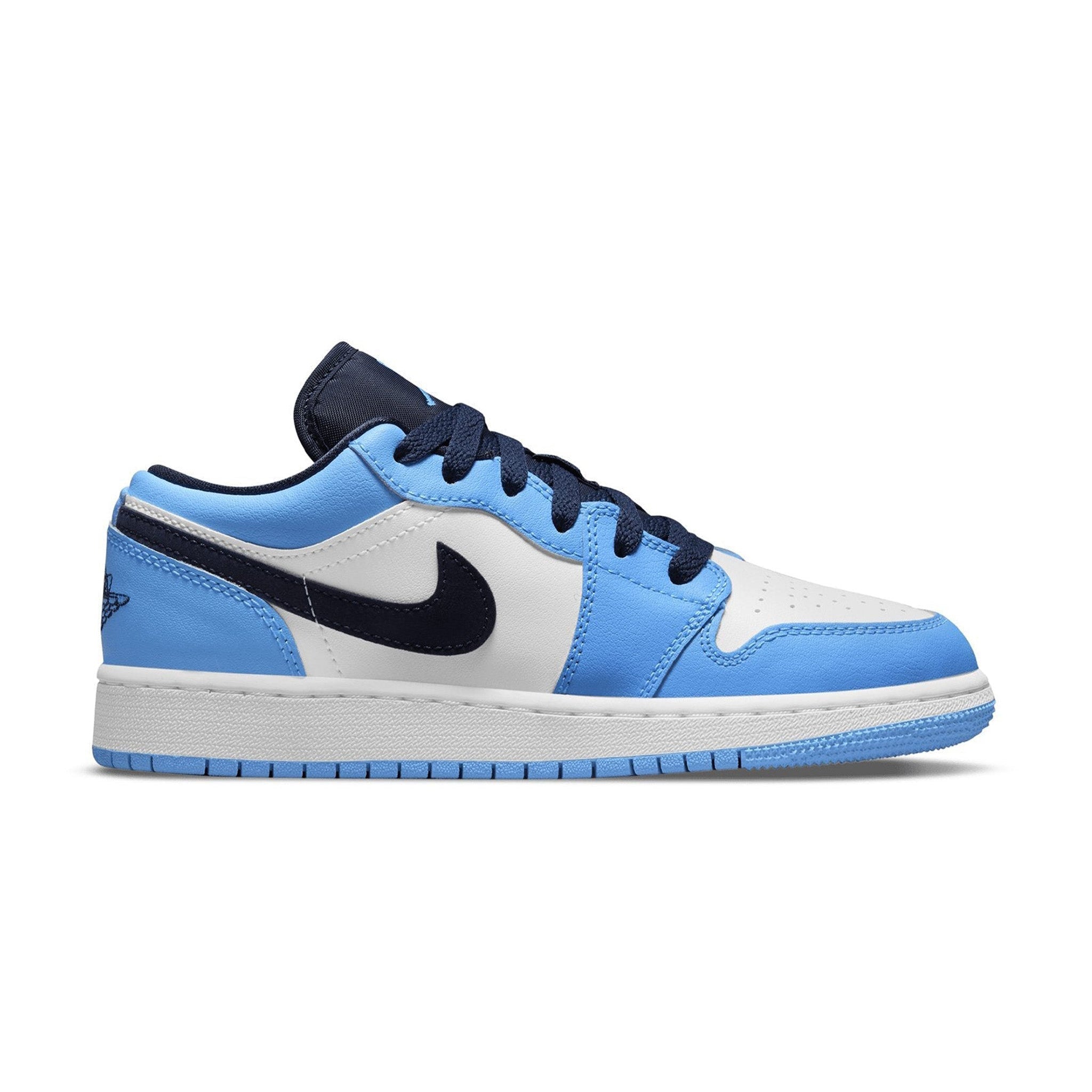 Air Jordan 1 Low UNC University Blue Sneakers for Girls (GS) - Comfortable Basketball Shoes for School, Sports & Casual Wear