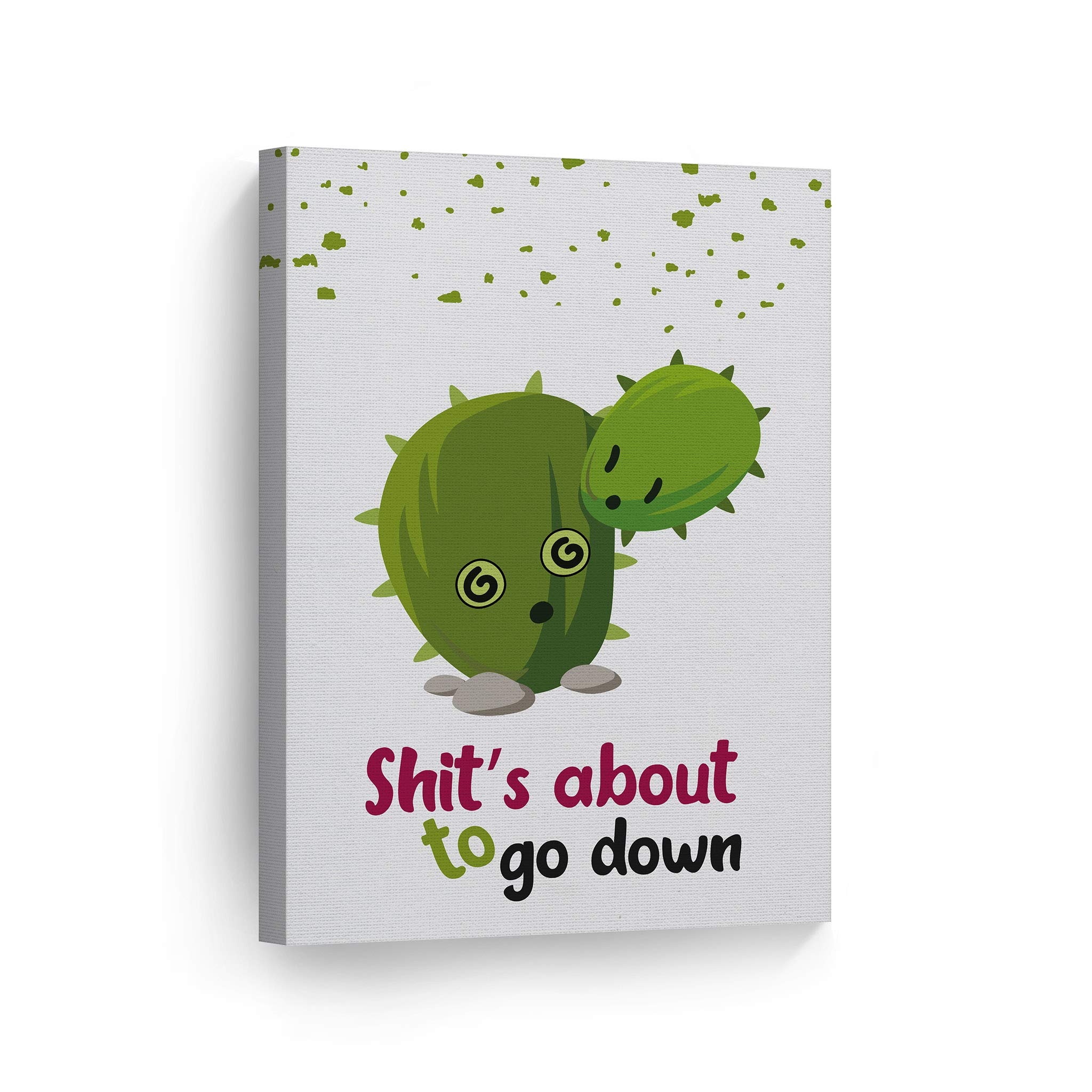Funny Quote Canvas Print - 'Shits About to Go Down' Bathroom Wall Art | Kids Bathroom Decor | Ready to Hang 36x24 | Made in USA | Perfect for Playful Bathroom, Kids Room & Home Decoration