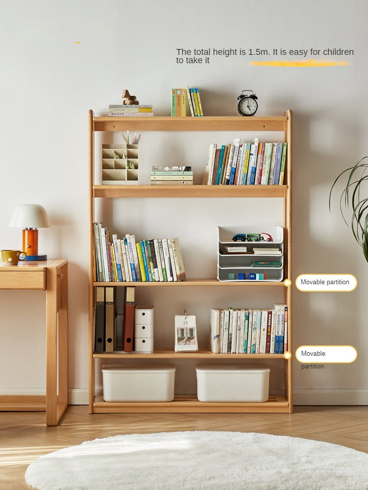 Solid Wood Floor-to-Ceiling Bookshelf - Beech & Oak Wooden Storage Shelf for Books, Toys, and Home Decor | Perfect for Living Room, Nursery, and Home Office Organization