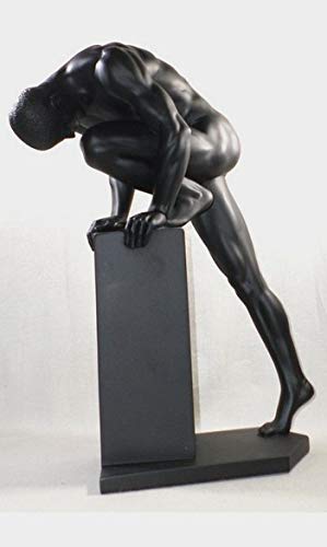 13.5 Inch Nude Figure Sculpture with Stretching Leg Pose - Matt Black Display Stand for Home & Office Decor - Perfect for Art Collectors, Interior Design, and Gift Giving