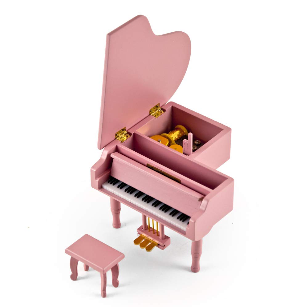 Adorable Pink Baby Grand Piano Music Jewelry Box with Bench - Plays 12 Classic Christmas Carols & Melodies - Perfect Gift for Girls, Music Lovers & Holiday Decor