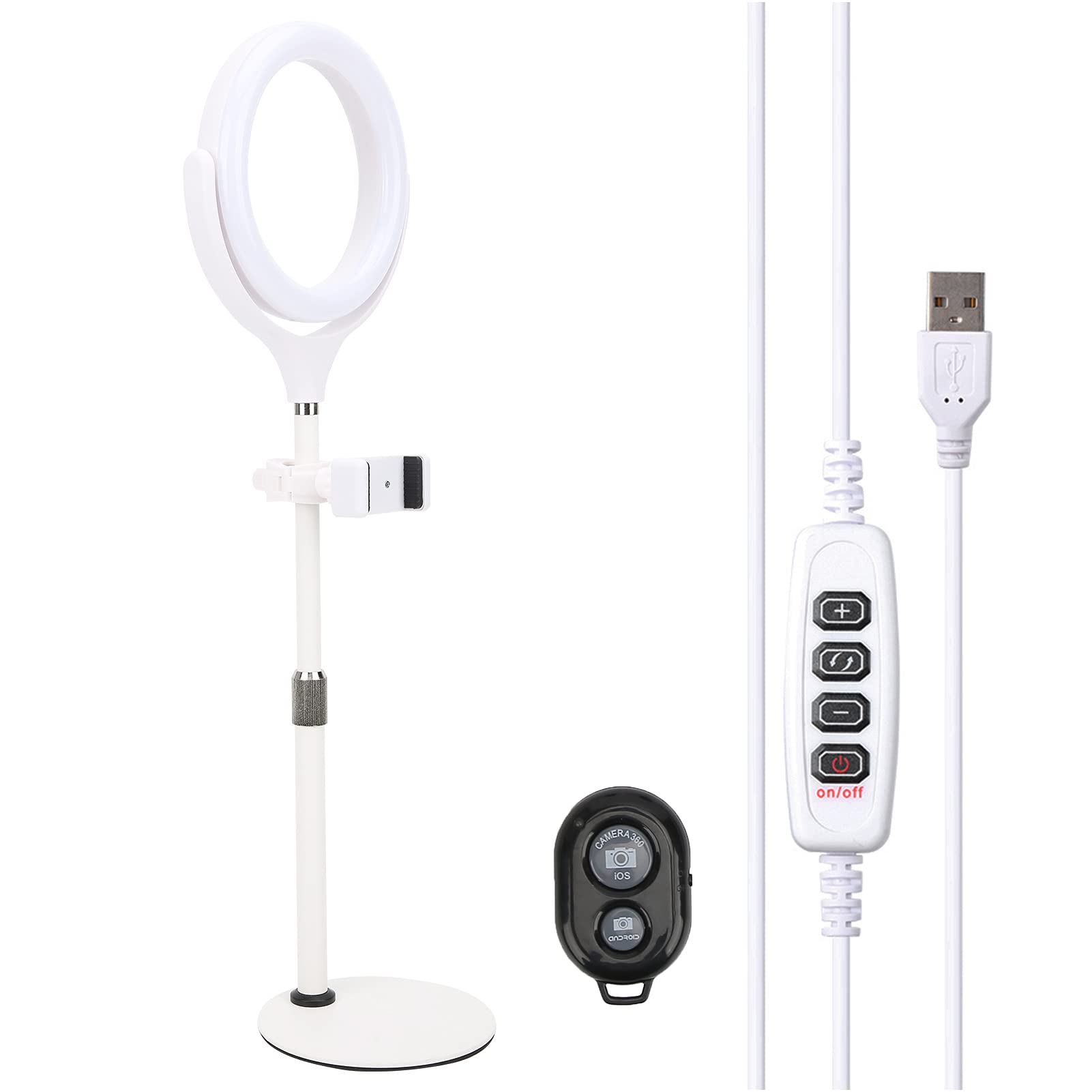 8in Shape Fill Light with 66PC LED Beads, 360° Rotatable & Adjustable Brightness, Remote Control, Telescopic Stand - Perfect for Live Streaming, Selfies, Night Photography, YouTube Videos, TikTok Content Creation and Studio Lighting