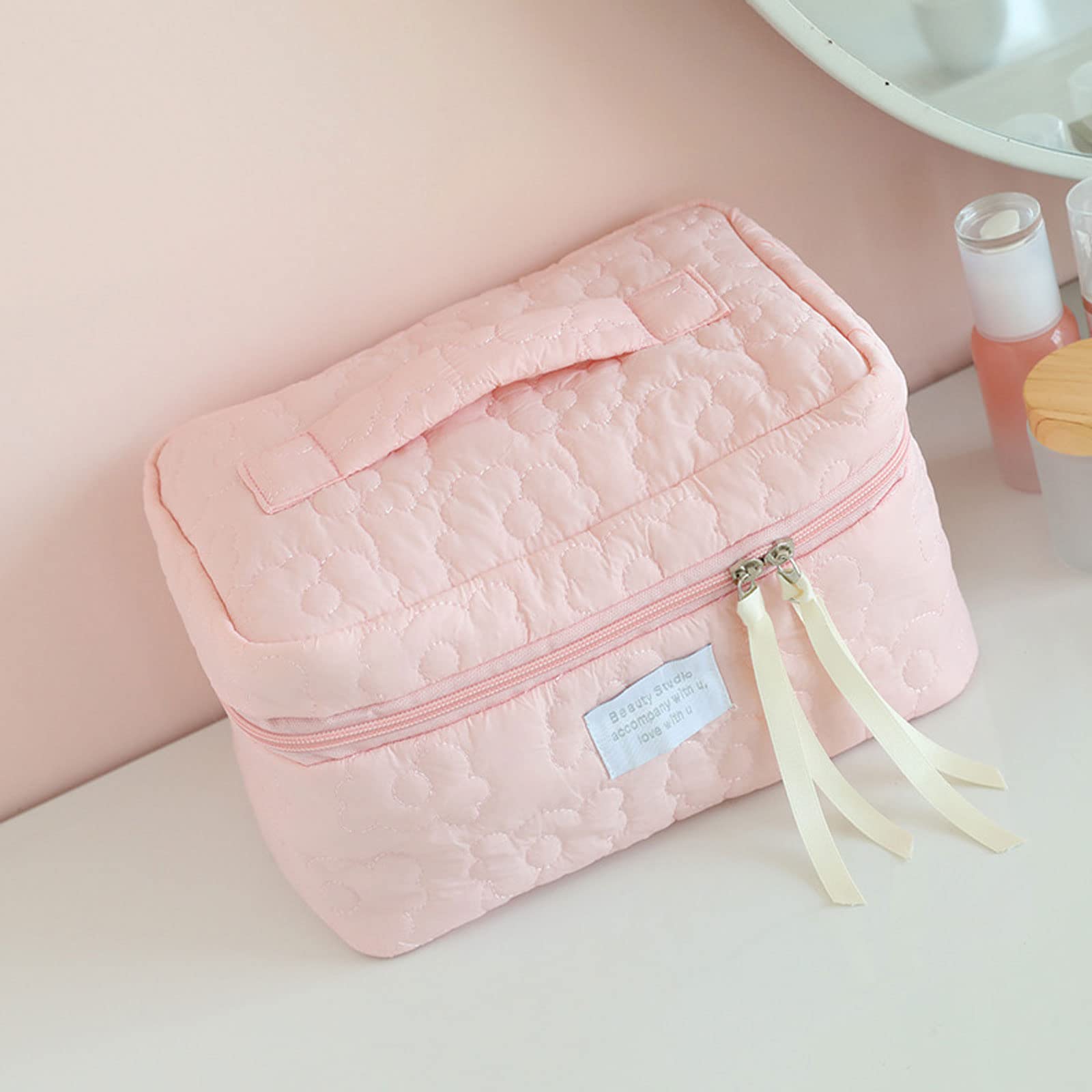 FIYUK Large Cosmetic Bag - Waterproof Makeup Storage Organizer for Travel, Gym & Daily Use | Perfect for Toiletries, Brushes & Beauty Essentials