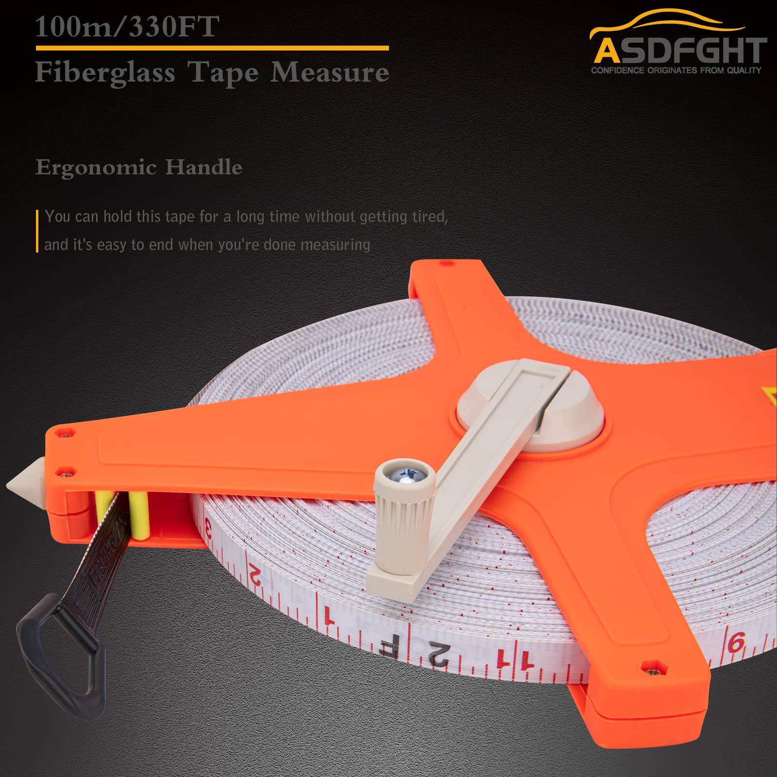330ft Open Reel Fiberglass Tape Measure - Dual-Sided with Feet/Meters (1/2