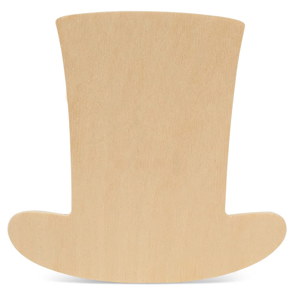 Unfinished Wooden Uncle Sam Hat Cutout - 8 Inch Bulk Pack of 100 - Patriotic DIY Craft Supplies for 4th of July Decorations, Summer Party, Woodworking Projects & Holiday Home Decor