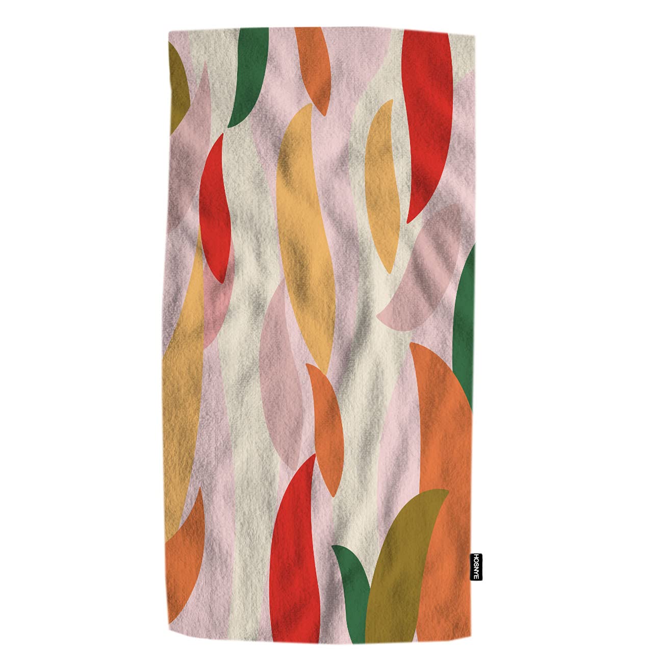 Colorful Leaves Hand Towel - Soft Absorbent Bath Towel with Abstract Leaf & Modern Lines Pattern for Bathroom, Beach, Kitchen, Spa, Gym & Yoga | Face Towel & Decorative Scarf