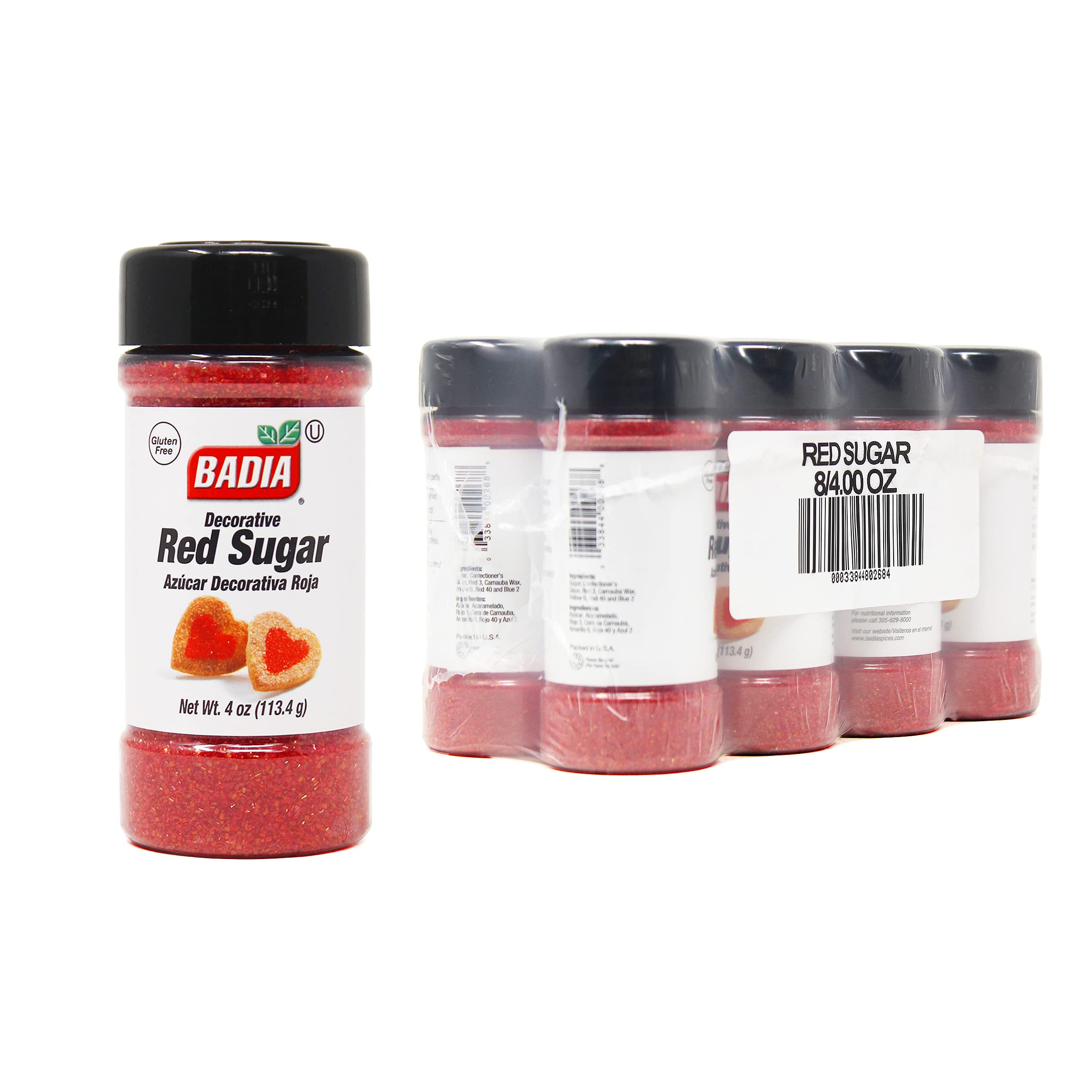 Badia Red Sugar, 4 Oz (Pack of 8) - Natural Unrefined Cane Sugar for Baking, Coffee & Cocktails - Perfect for Desserts, Drinks & Latin Recipes