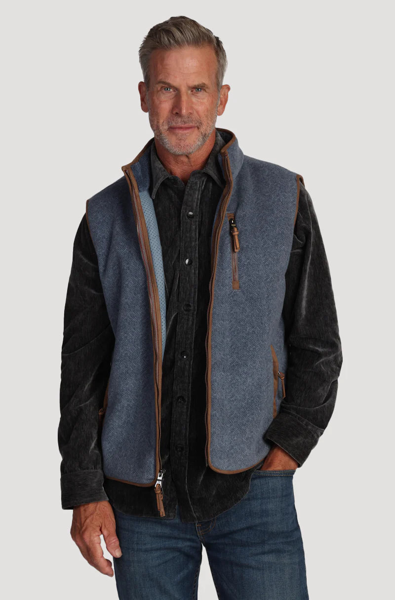 TRUE GRIT Herringbone Fleece Vest for Men & Women - Warm & Stylish Outdoor Layering for Hiking, Camping & Casual Wear