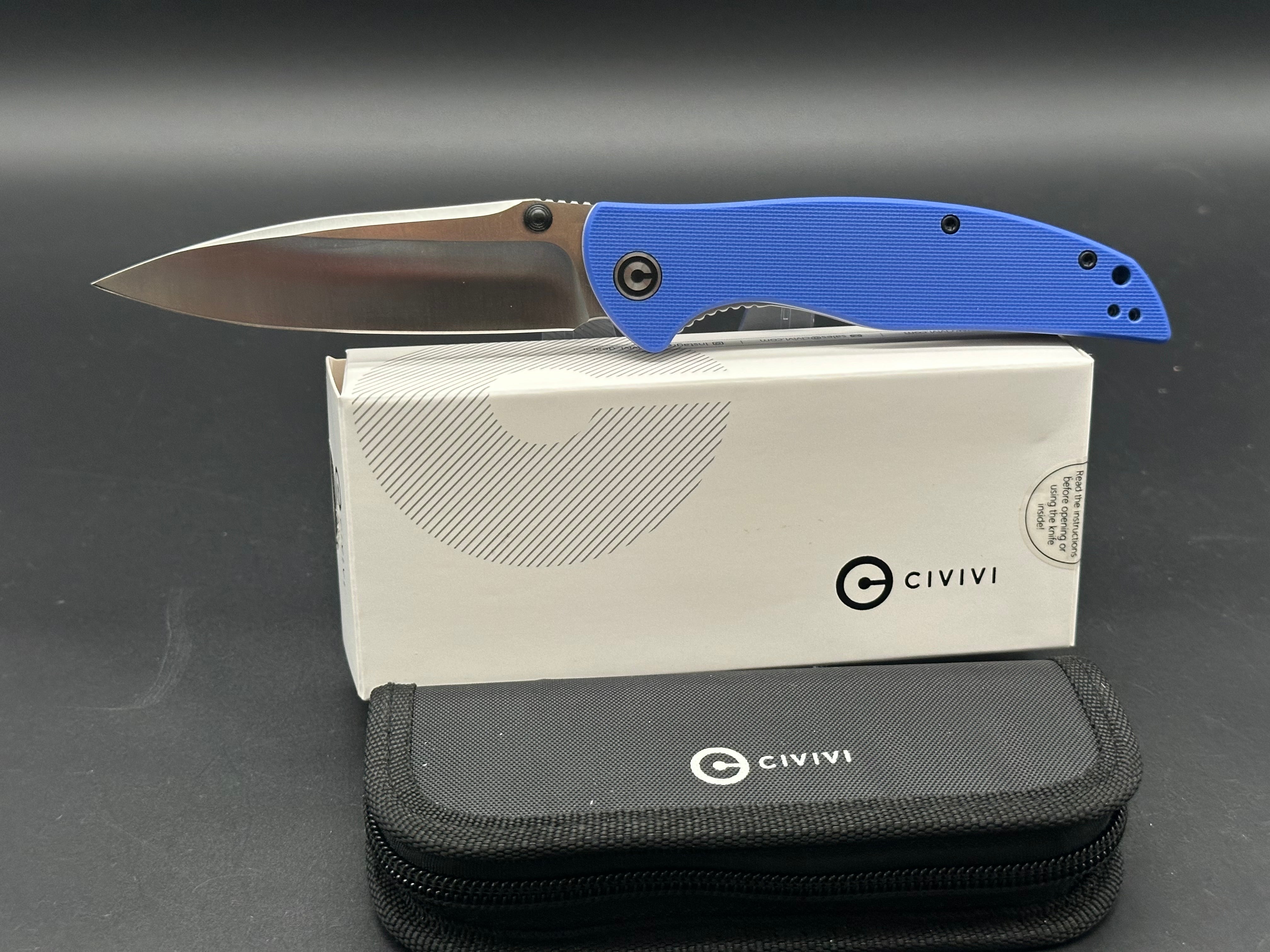 CIVIVI Governor Liner Lock Pocket Knife - Blue G10 Handle, Plain D2 Blade (Model C911B) | EDC Folding Knife for Camping, Hiking & Outdoor Survival