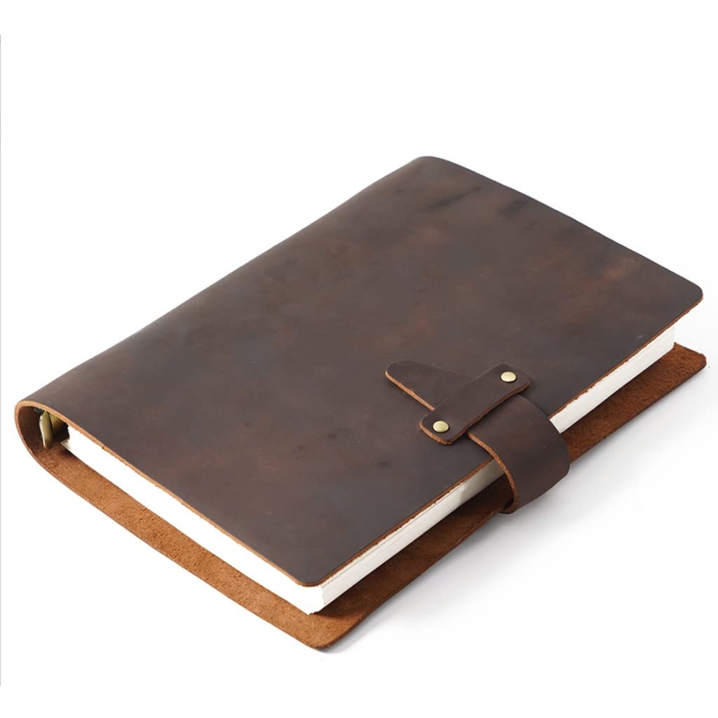 Rustic Genuine Leather A5 Spiral Notebook - Vintage Brass Binder Journal, Sketchbook & Planner for Writing, Drawing & Note Taking - Perfect for Office, School & Travel (Color: C, Size: A5)