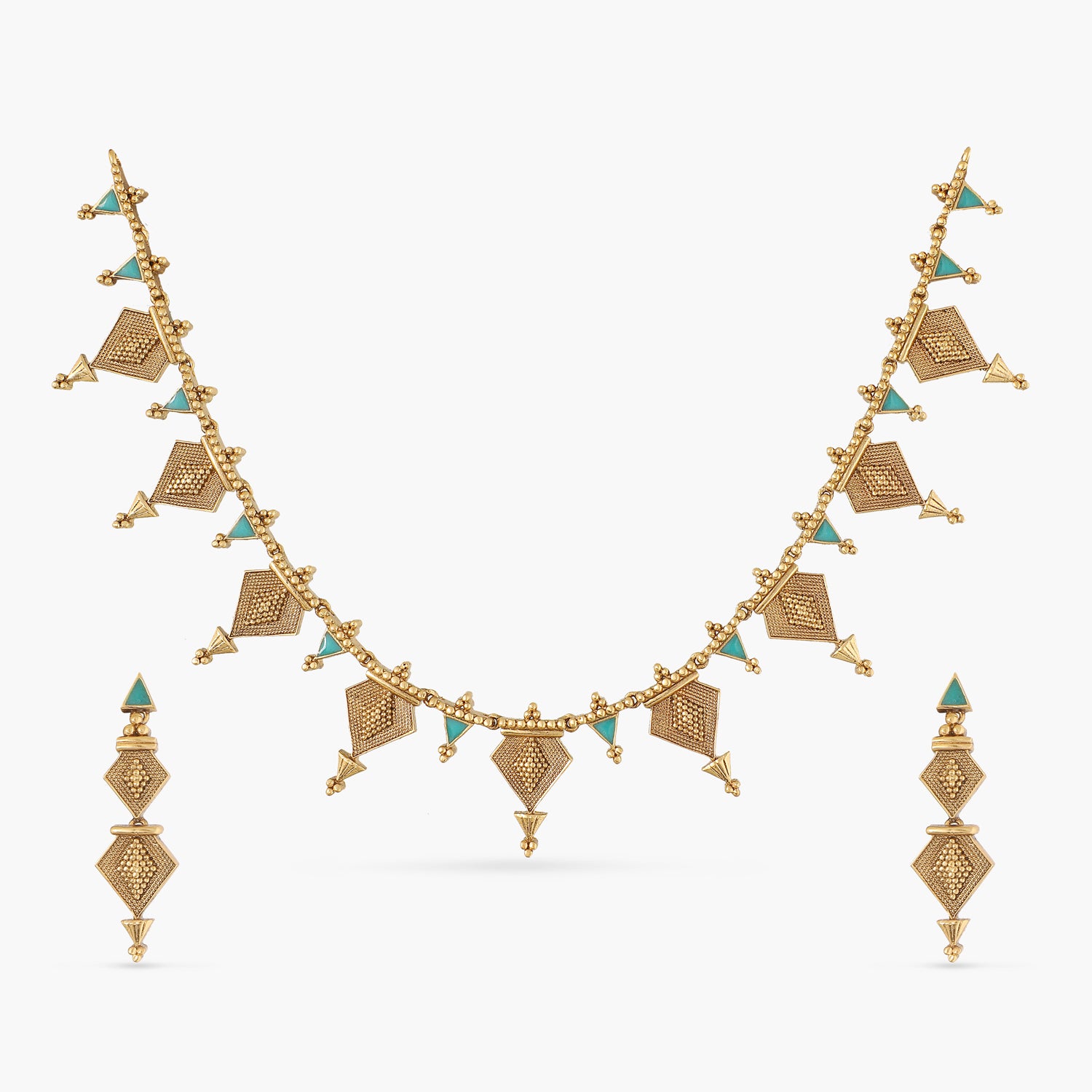 Antique Gold Plated Tribal Necklace Set for Women - Boho Chic Jewelry for Parties, Weddings & Everyday Wear