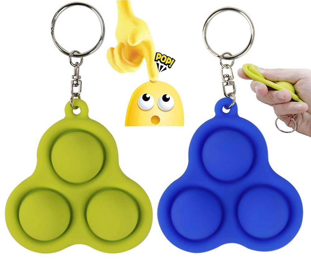 2022 Sensory Push Pop Bubble Fidget Toy Keychain - Stress Relief Fidget Toys for Kids & Adults with ADHD Autism Anxiety - Perfect for School, Office, Travel & Home Use (Pack of 3)