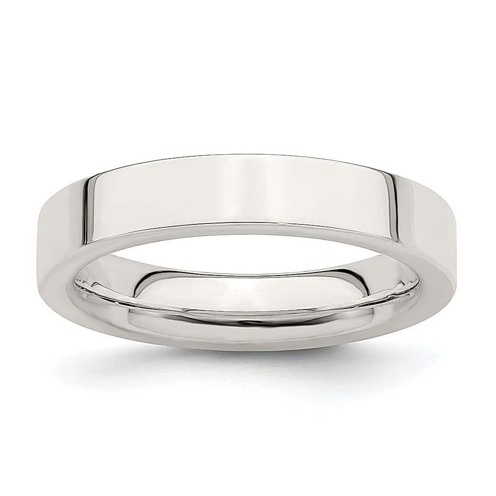 925 Sterling Silver 4mm Comfort Fit Size 11 Wedding Band Ring - Classic Flat Design Fine Jewelry for Women - Perfect Gift for Her, Anniversary, Engagement & Everyday Wear