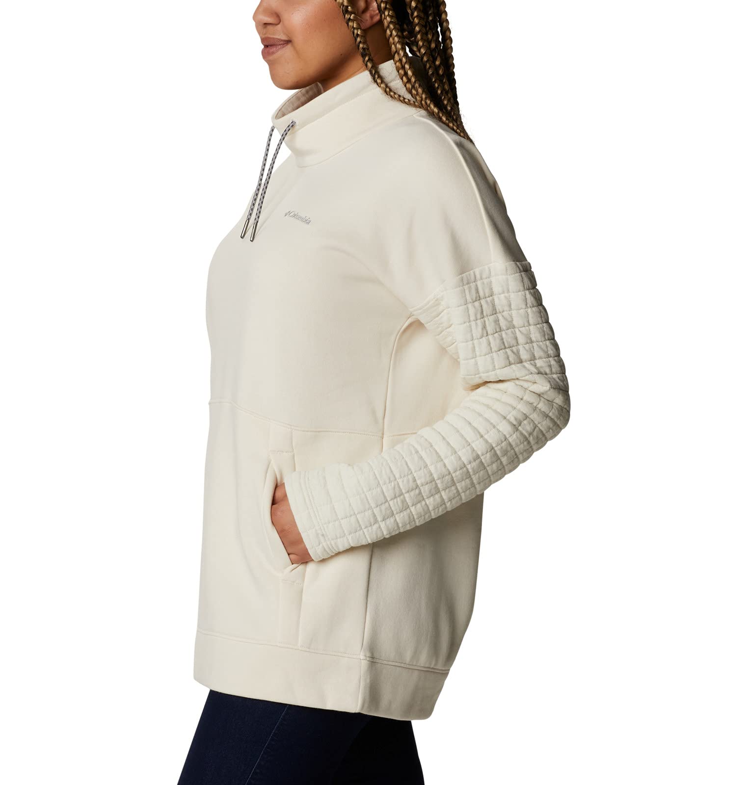Columbia Women's Sunday Summit Oversized Funnel Neck Fleece Jacket - Chalk (Medium) | Warm Winter Outerwear for Hiking, Camping & Outdoor Adventures