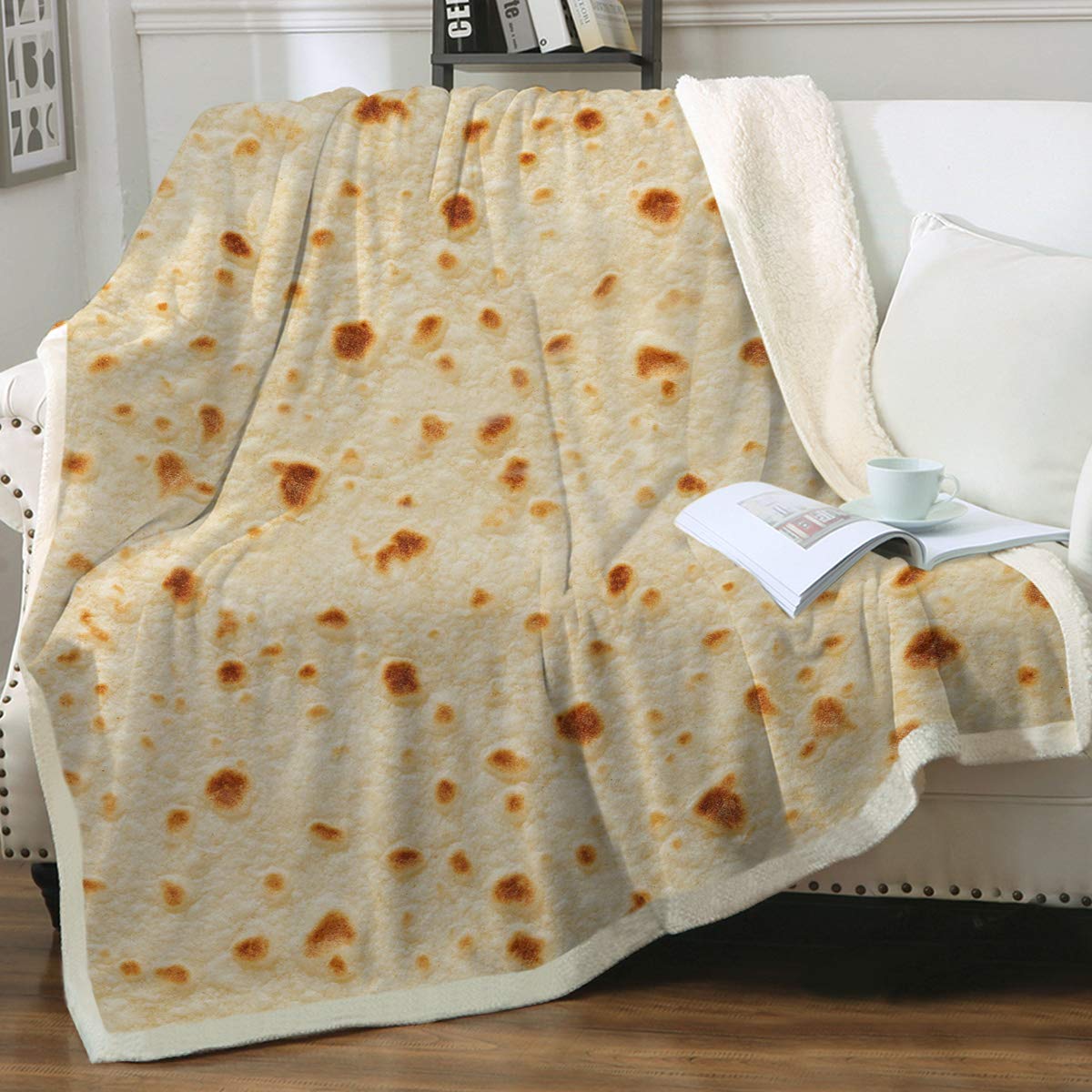 Sleepwish Burritos Wrap Blanket - Super Soft Sherpa & Fleece Tortilla Blanket (39x51 Inch) - Cozy Throw for Couch, Sofa & Bed - Perfect Gift for Mexican Food Lovers - Great for Movie Nights, Camping & Winter Snuggling