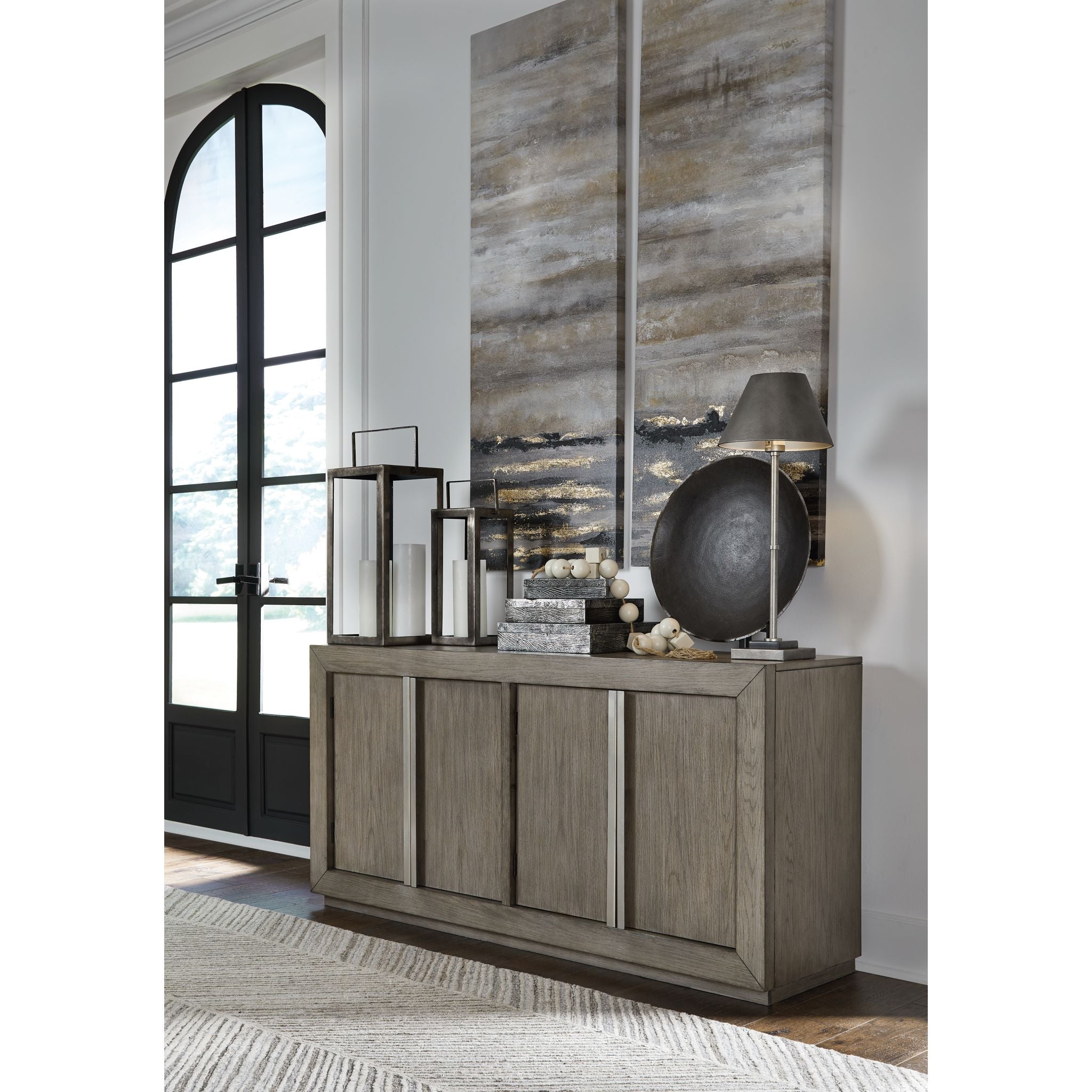 Anibecca 60-Inch Gray Dining Server Buffet Table with Storage - Modern Sideboard for Dining Room, Living Room, and Entryway Organization