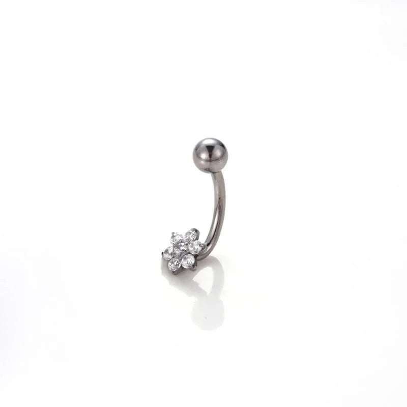 14G Titanium Belly Ring - Hypoallergenic Flower Navel Piercing Jewelry for Women | Perfect for Everyday Wear, Parties & Beach Outfits